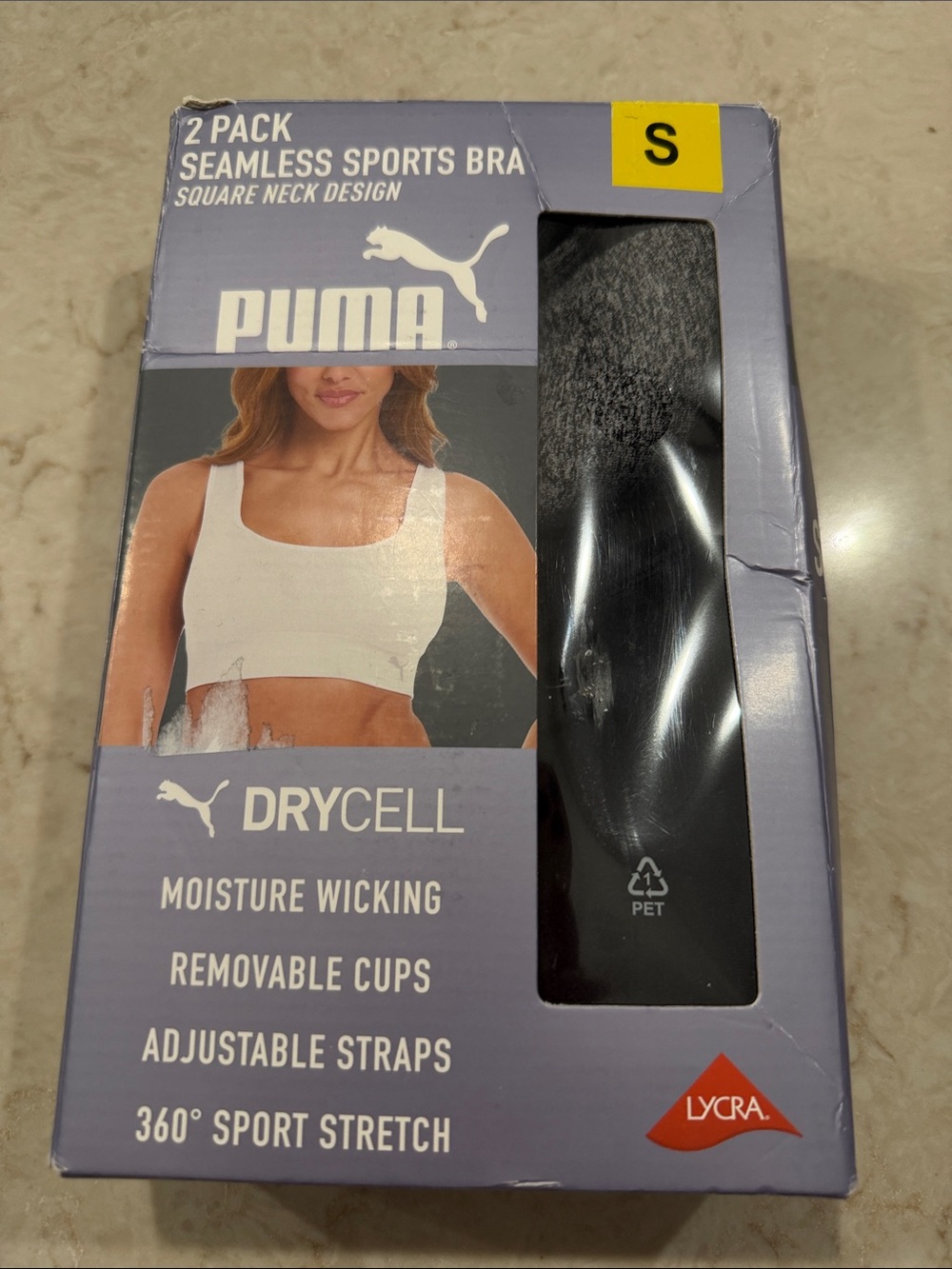 Puma Seamless Sports Bra Pack in White and Black size small. New in box